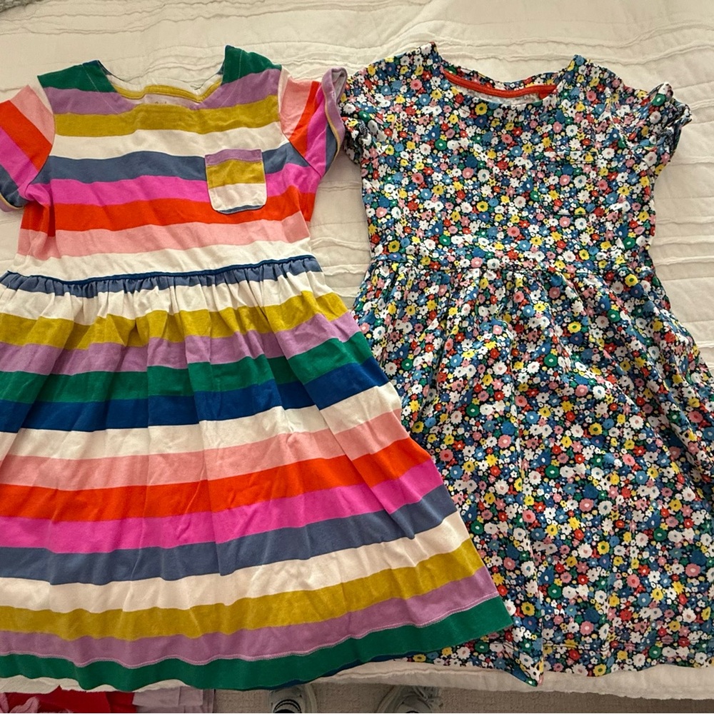 Mini Boden Girls' Rainbow Stripe & Floral Mix Dresses - Bright Multi